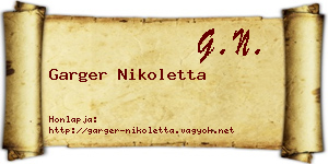 Garger Nikoletta névjegykártya